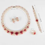 Newest Design 4pcs Jewelry Sets Luxury Bridal Pearl Colorful Zirconia Diamond Gorgeous Necklace Wedding Jewelry Sets