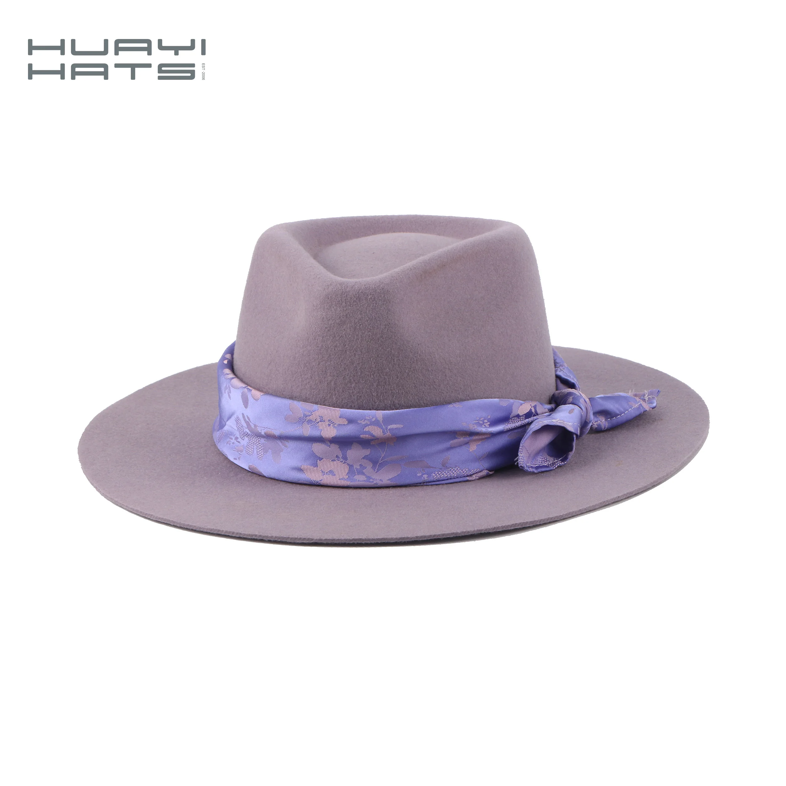 Huayi Hats Fashion Fedora Hats Women Wool Felt Sombrero Blank White Wide Brim Hats