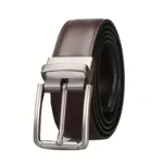 Men's Genuine Leather Alloy Pin Buckle Rotating Cowhide Belt Electroplated Vintage Style Black Korean Business Belt Stock