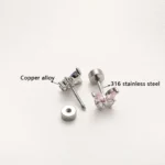 Fashionable Daily Body Jewelry For Wearing Zircon Butterfly Stud Earrings 316 Stainless Steel Piercing Jewelry Cochlear Implant