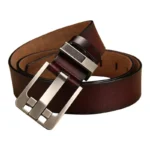 3.8cm Width Black And Brown Color Men's Slide Genuine Cow Leather Buckle Belt