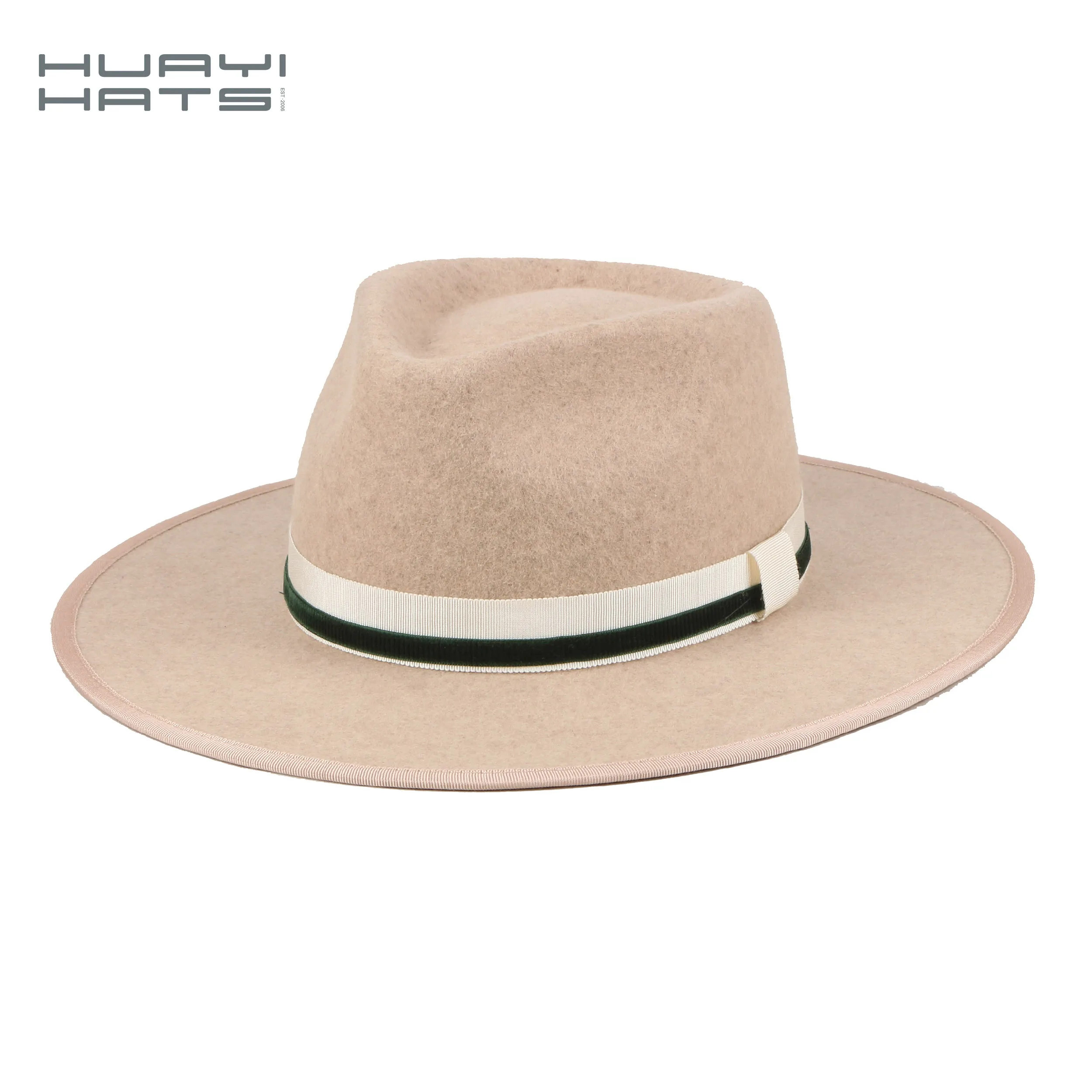 Huayi Hats Fashion Fedora Hats Women Wool Felt Sombrero Blank White Wide Brim Hats