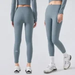 Wholesale Fleece-lined Yoga Pants Women's High-waist Butt-lifting Sports Running Training Pilates Fitness Cropped