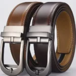 New Men's Two-layer Cowhide Automatic Buckle Belt With Copper Pin Buckle Cross-border Hot-selling Genuine Cowhide