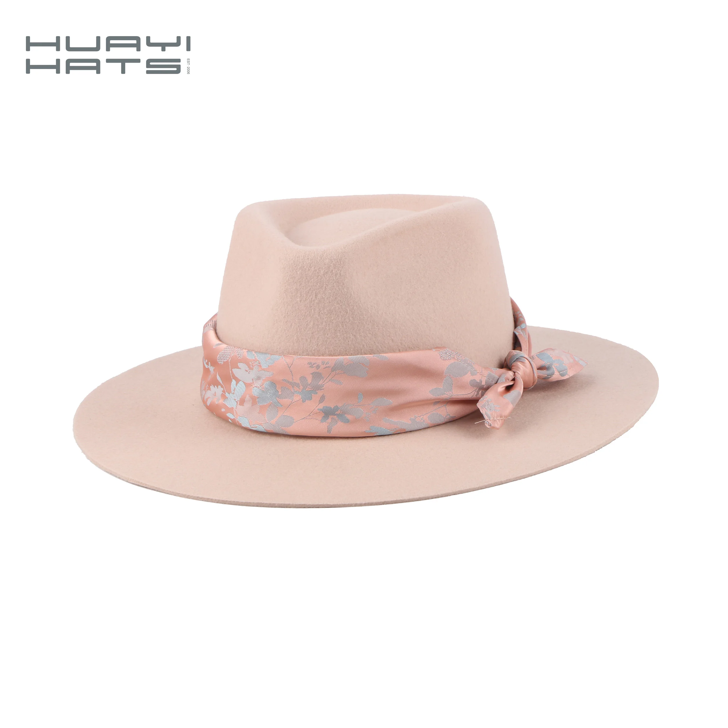 Huayi Hats Fashion Fedora Hats Women Wool Felt Sombrero Blank White Wide Brim Hats