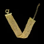 925 Sterling Silver Luxury Bou Cheron Delilah Mesh Gold Plated Scarf Necklace Bracelet Earrings Set