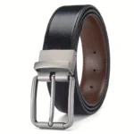 Men's Genuine Leather Alloy Pin Buckle Rotating Cowhide Belt Electroplated Vintage Style Black Korean Business Belt Stock