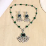 Hot Sale North America Middle East And Africa Hot Wedding Emerald Green Zirconia Jewelry Set Necklace Earrings