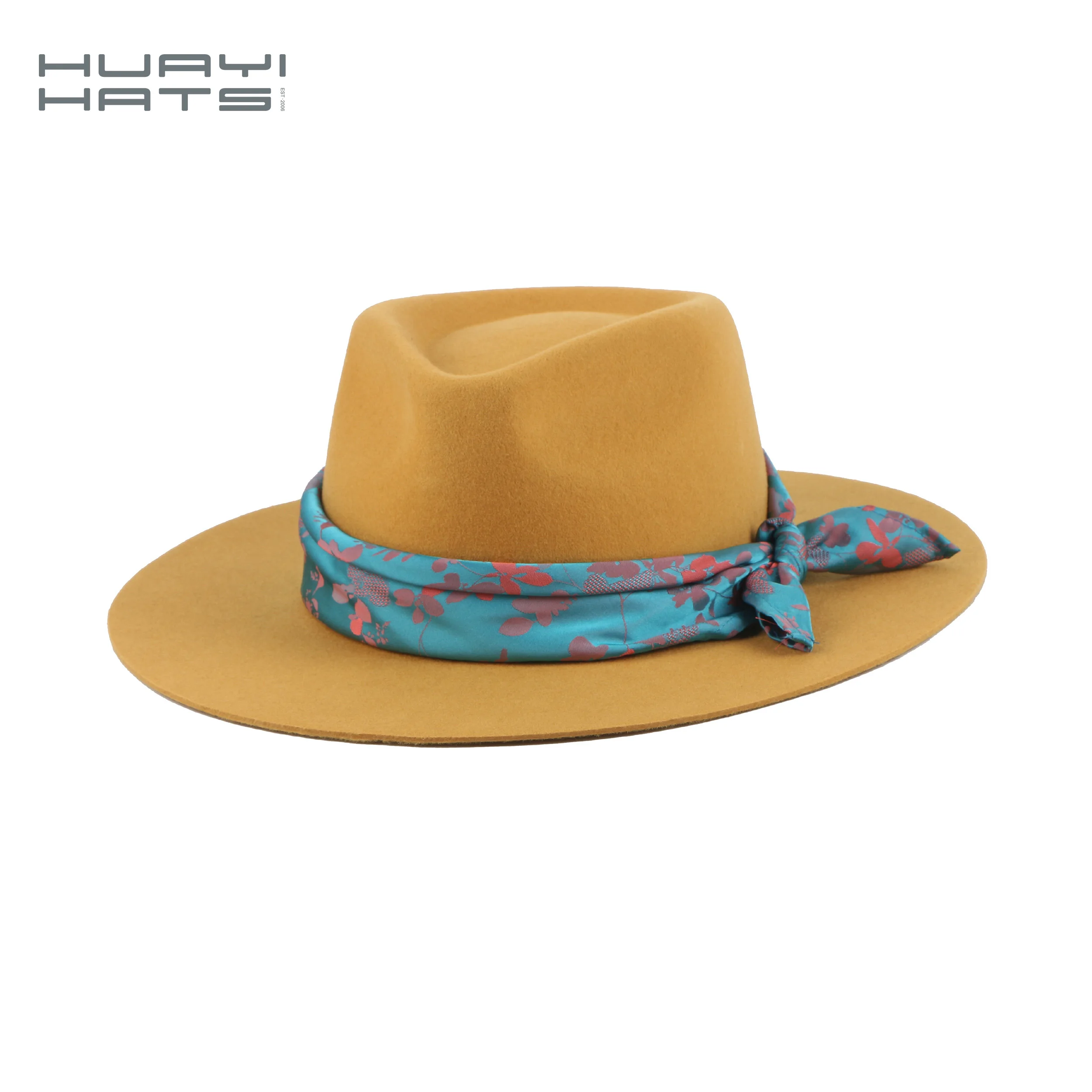 Huayi Hats Fashion Fedora Hats Women Wool Felt Sombrero Blank White Wide Brim Hats