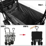 Lightweight Metal Frame Portable Camping Foldable Trolley Storage Cart Collapsible Folding Outdoor Utility Wagon Cart For Kids